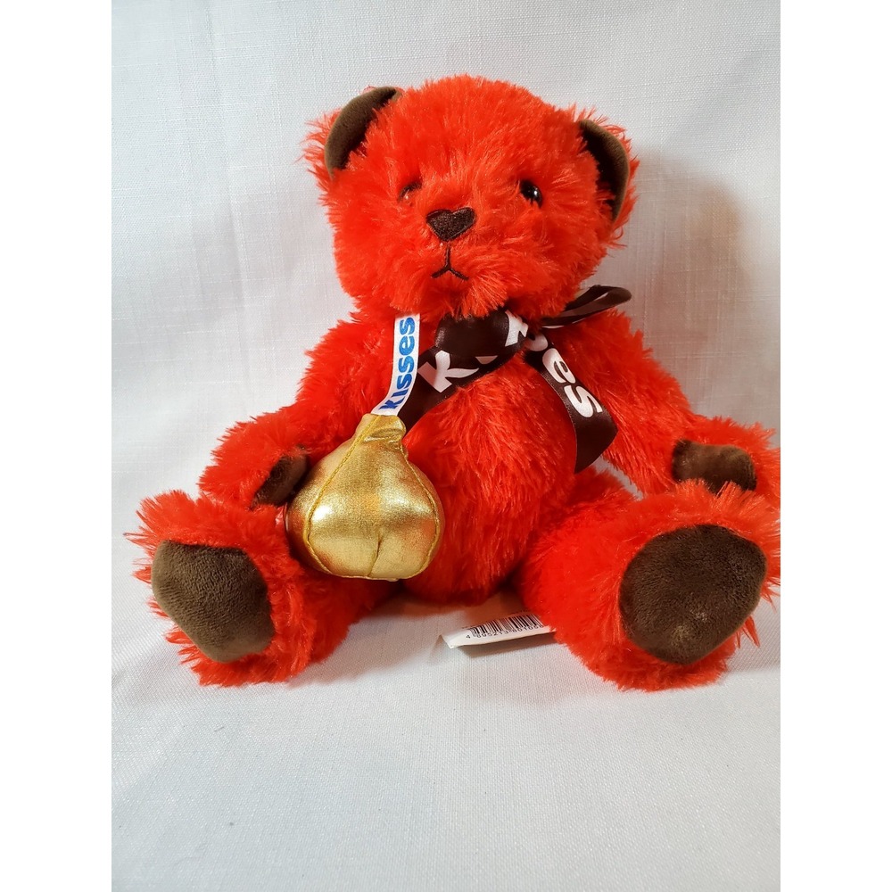 Hershey's Valentine Red Teddy Bear Plush‎ w/ Gold Kiss Y2K 2000s Stuffed Animal